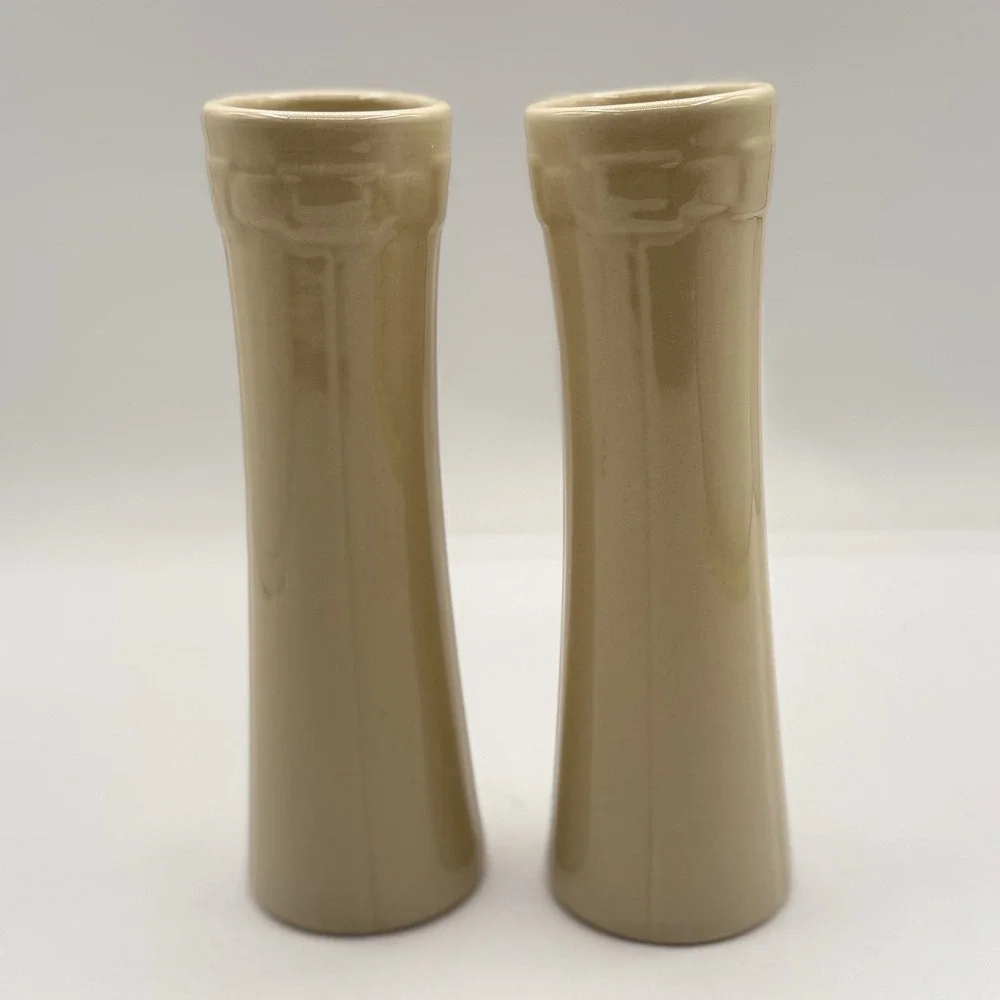Pair Of Longaberger Woven Traditions Bud Flower Vases Ivory 6 3/4